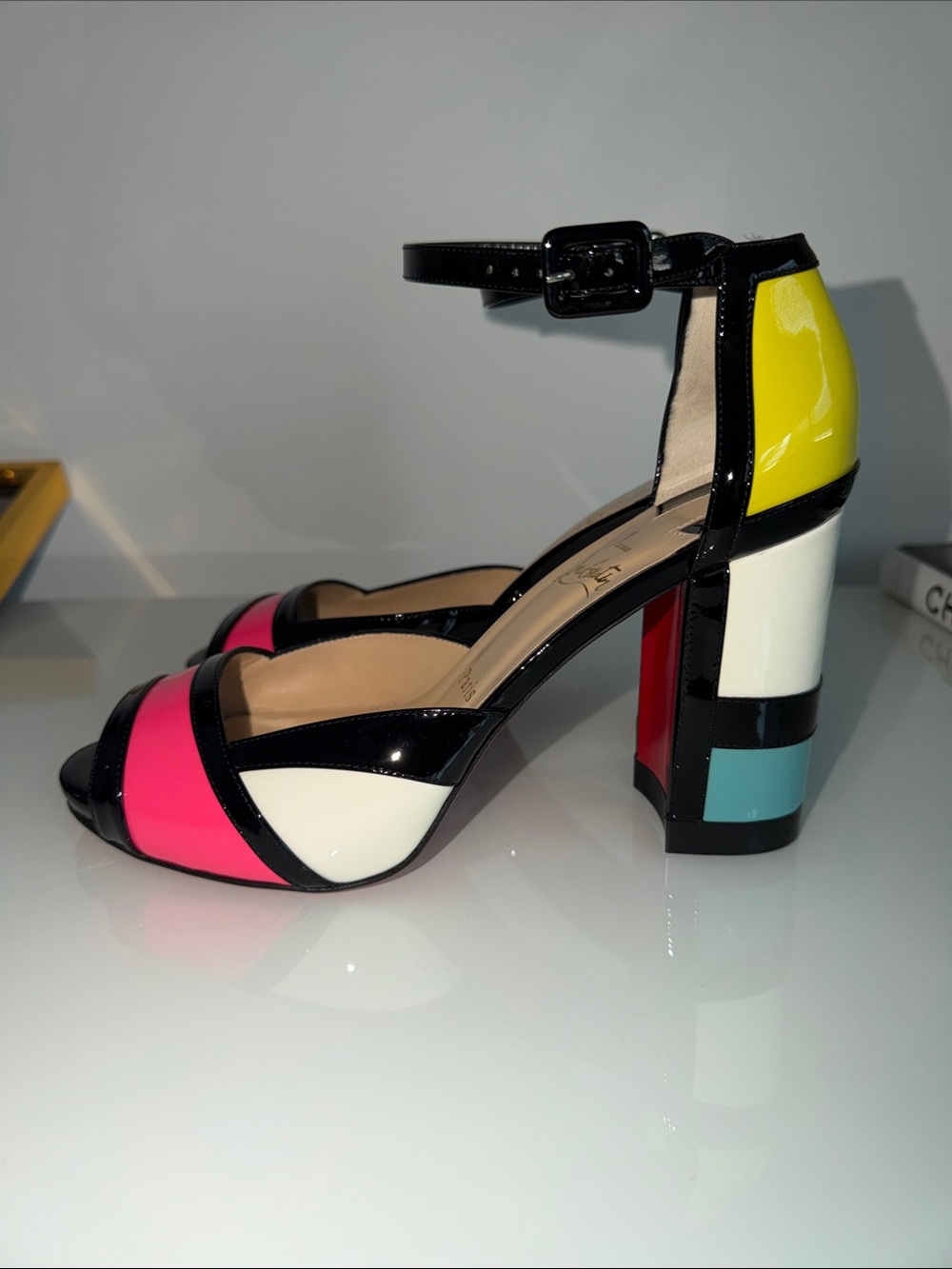 Christian Louboutin Women’s Colorblock Patent Leather Block Heel Sandals
